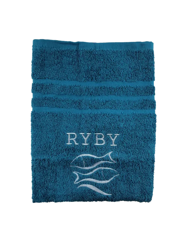 Ručník s výšivkou znamení zvěrokruhu - Barva: Tmavě modrá