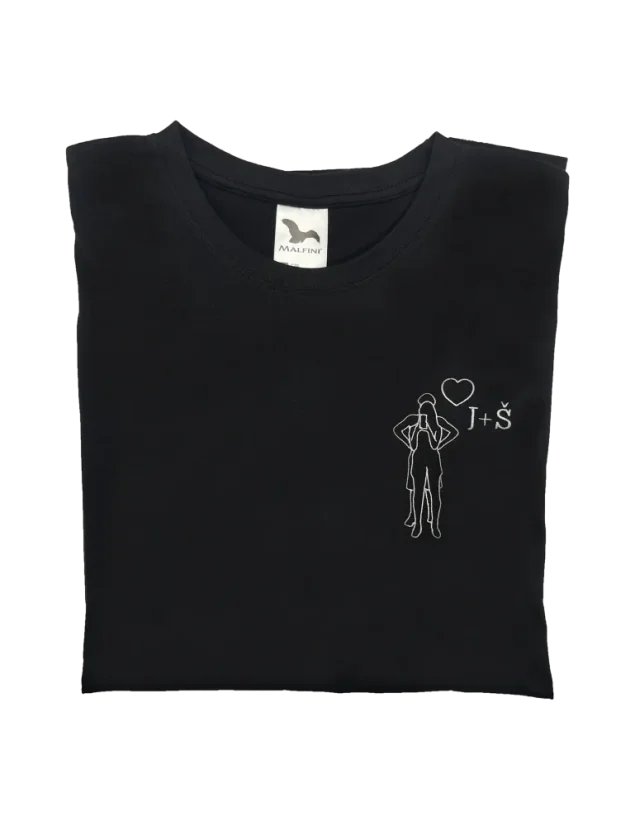 Tričko s výšivkou siluety - Barva trička: Královská modrá