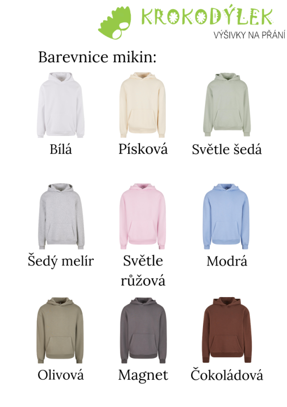 Mikina s kapucí k výšivce