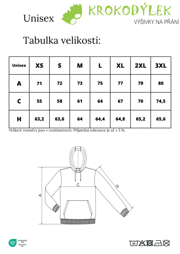 Mikina s kapucí k výšivce